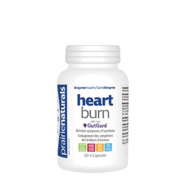 Prairie Naturals Heart Burn with GutGuard™, Indigestion, Stomach discomfort, Acid reflux, Stomach lining repair, Vegan, Gluten-Free, Non-GMO, Canadian-made, Third-party tested, 60 v-Capsules