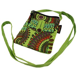 GURU SHOP Neck pouch, wallet, black, men/women, cotton, 17 x 13 x 1.5 cm, wallets, Green, Casual