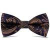 WOXVM Men's Bow Ties Paisley Pre-Tied Bowtie (Gold Navy Blue)