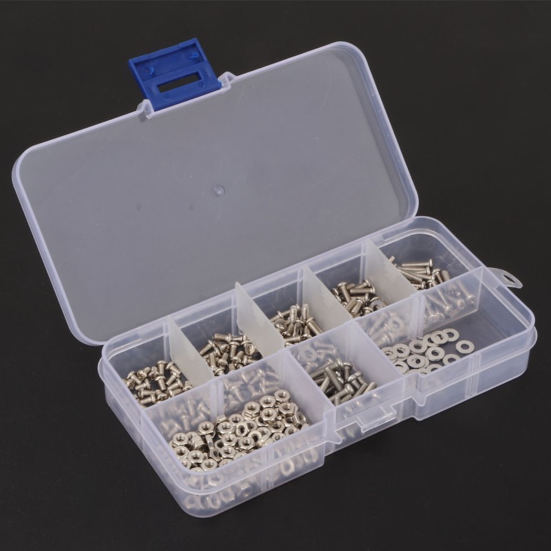 360pcs M2.5 Cross Stainless Steel Screw Bolt Nut Washer Assortment