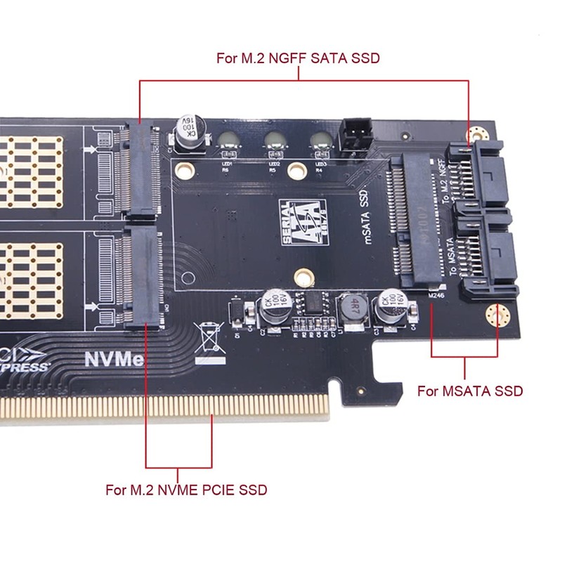 ChenYang M.2 NVME to PCIe 3.0/4.0 X16 ＆ SATA/MSATA SSD