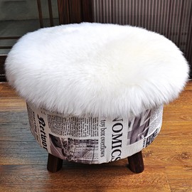 Softlife Round Faux Fur Sheepskin Rug Chair Cover Seat Cushion Pad Soft Area Rugs for Bedroom Living Girls Room Sofa Home Decor Carpet (1.46ft x 1.46ft, White)