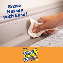 Scrub Daddy Scrub Daddy Eraser Daddy Sheets - 10x More Durable Than Traditional Erasers with Scrubbing Gems - Removes Dirt, Scuffs & Stains - Water-Activated (6 Pack)