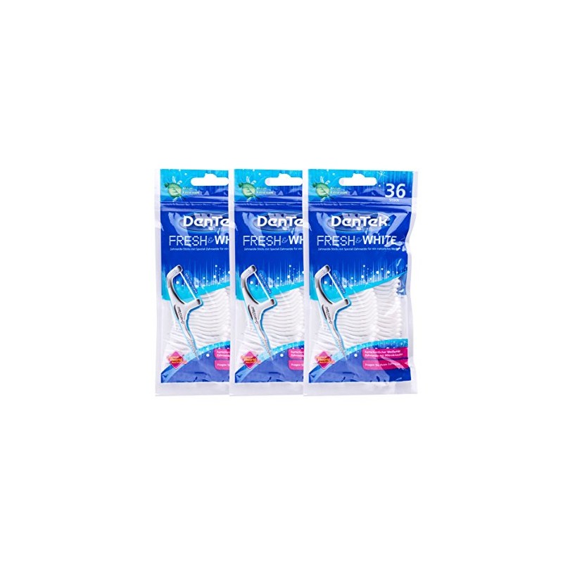 3x DenTek Fresh & White Zahnseidesticks