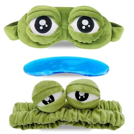 Pack of 2 Frog Eye Mask, Travel Eye Mask, Sleeping Mask for Children, Sleeping Mask, Blindfold, 3D Lint, Frog, Sleeping, Funny Novelty Eye Cover, Eyeshade Travel Mask