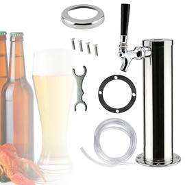 Single Tap Stainless Steel Beer Tower 3 inch Draft Beer Tap Tower with Single Beer Faucet for Home Brewing Party Bar