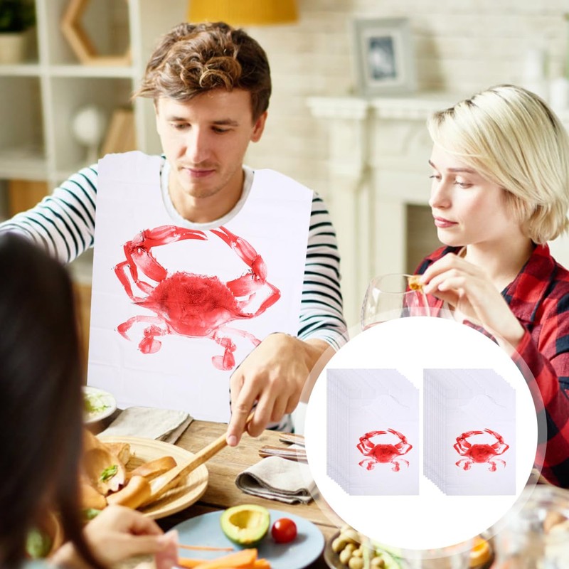 iplusmile Pack of 100 Disposable Apron Lobster Bibs in Restaurant