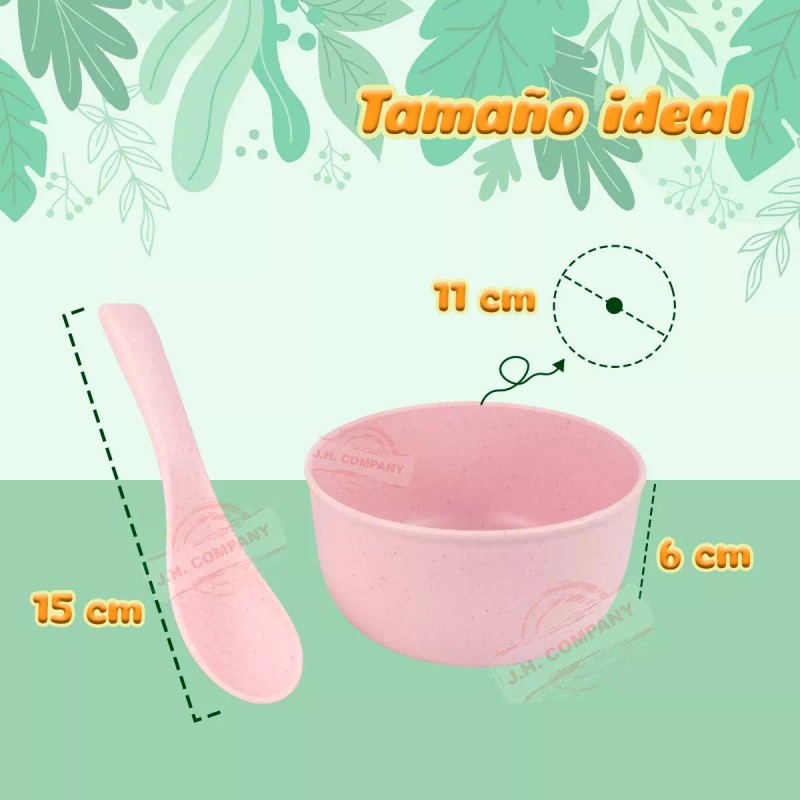 J.H. Company Set 4 Bowl + 4 Cucharas Fibra De
