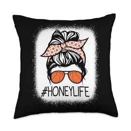 HONEY bleached Messy Bun & Basketball for Grandmothers Throw Pillow