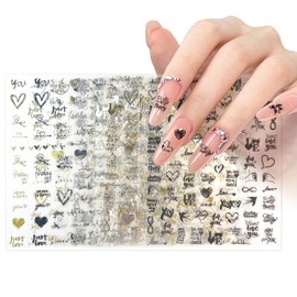 8 Sheets of Nail Stickers, Nail Stickers, Nail Accessories, Nail Stickers Children (Gold, Silver, Black, White)