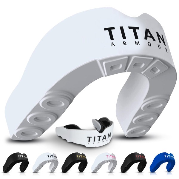 Titan Armour® Mouthguard with Dual Layer Technology, Tailored Mouth Guard for Adults and Juniors, Includes Case, Boil & Bite Mouth Guard for Boxing, Rugby, MMA, Hockey and All