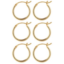 M MOOHAM Small Gold Hoop Earrings for Women, 14K Gold Plated Hypoallergenic Earrings Chunky Hoops Earrings Pack Set Dainty Tiny Small Gold Hoop Earrings for Women Gold Jewelry