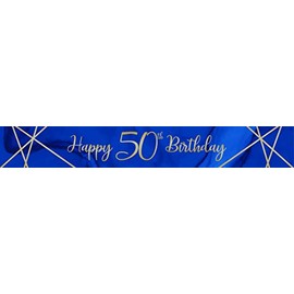 Navy and Gold Geode Age 50 Foil Banner