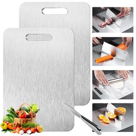 Megecy Titanium Cutting Board - 2 pack Titanium Cutting Boards for Kitchen,Double Sided Titanium Cutting Mat,Non Stick Chopping Board Easy to Clean（9.25 * 12.99in）