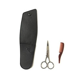 Stainless Steel Mustache Scissors Set Precision Eyebrow Trimmer and Beard Cutter for Men Durable Grooming Tool for Home and Salon Use Black Eyebrow Shear Kit