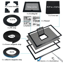 Orgthin Magnetic Aquarium Lid, Max Size 39" x 19" Fish Tank Cover, DIY Aquarium Anti-Jumping Net Hood Set, Adjustable Mesh Screen Netting for Fish Tank Screen Top Cover