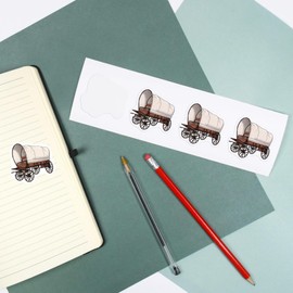 4 x Small 50mm 'Covered Western Wagon' Permanent Sticker Decals for Cars/Windows/Bins/Walls etc (DW00094004)