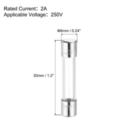 sourcing map 2A 250V Glass Fuse 6x30mm Time Delay Fuse UL Listed Slow Blow Fuse for Home Appliances(Pack of 10)