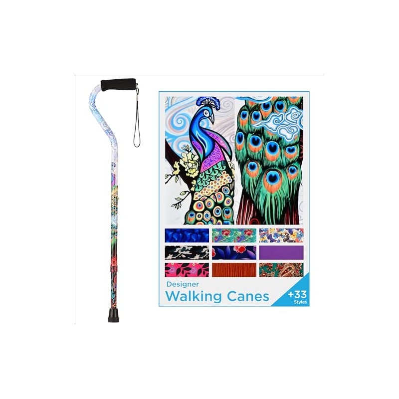 NOVA Designer Walking Cane with Offset Handle, Lightweight Adjustable Walking