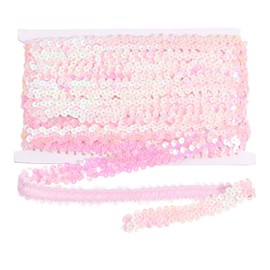 sourcing map 10m x 2cm Elastic Sequins Trim Flat Stretchy Sequin Strip Paillette Fabric Ribbon Band for DIY Crafts Sewing Dress Pink
