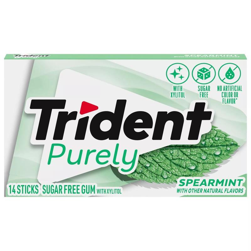 Trident Purely Spearmint Sugar Free Gum 12 Packs 14 Pieces