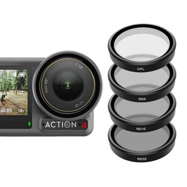 TELESIN Camera Lens Filter Set for DJI Osmo Action 4 Action 3, Pack of 4 CPL ND32 ND16 ND8 Polarising Neutral Density HD Lens Filter Protective Case for DJI Action Accessories