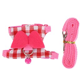Mxtech Pet Harness, Pink Checked Vest Lead Set Pet Lead, Squirrel for Ferrets Chinchilla Small Rabbit (M)