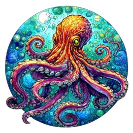 WETUFIN - Wooden Jigsaw Puzzles for Adults, Octopus Style Wooden Jigsaw Puzzles Large Size Puzzles Unique Shape, Gifts for Birthday Christmas New Years Family Games Stress Relief Game