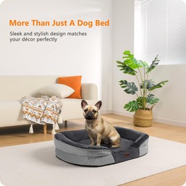 Dwanton Orthopedic Dog Bed for Medium Dogs, Waterproof Dog Sofa with Egg Foam Support, Washable Pet Bed with Four Sided Bolster Cushion, with Removable Cover & Non-Slip Bottom, 28 Inches, Dark Gray