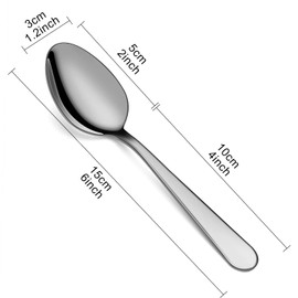 Teaspoons Set of 24, 6 inch Stainless Steel Tea Spoons, Food Grade Cutlery Spoons Set for Tea, Coffee, Use for Home, Kitchen, Restaurant, Dishwasher Safe