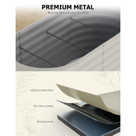 GarveeLife 10x4x1.5Ft Oval Galvanized Steel Raised Garden Bed - Durable Outdoor Metal Planter Box for Vegetables, Flowers, Herbs - Rust-Resistant, Easy Assembly, Beige