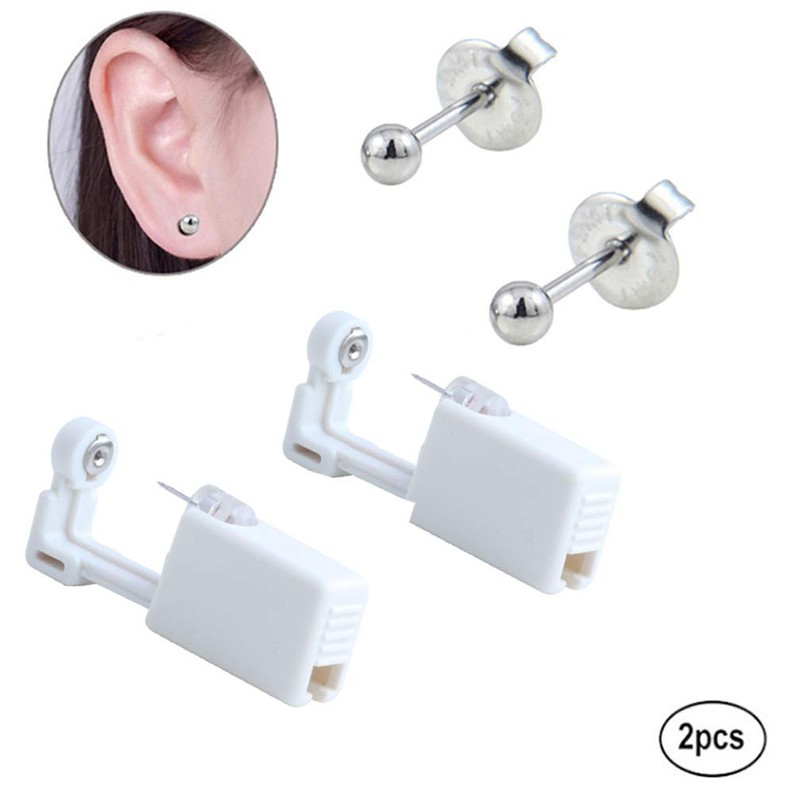 Silver Ear Piercing Gun Kit - Disposable, Mixed Colors, Safety