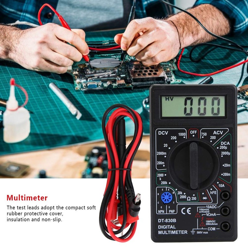 Fydun Digital Multimeter, DT-830B Multifunctional Portable LCD Digital Multimeter Amp