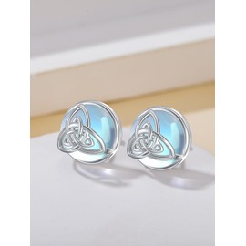 WINNICACA Celtic Moonstone Stud Earrings 925 Sterling Silver Celtic Knot Stud Earrings for Women Celtic Knot Gifts for Birthday Christmas