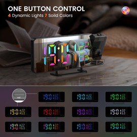 Digitaler Wecker Projektor, AIMMIE Projektionswecker Funkuhr LED Temperaturanzeige mit Snooze, 7,2" Große Display, 12/24HR USB Ladeanschluss 180° drehbar Wecker Digitaluhr für Schlafzimmer