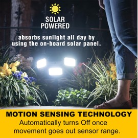 Bell+Howell Bionic Flood Light ASON TV, Solar Lights Outdoor Waterproof- 50% Brighter 108 COB-LED's w/Motion Sensor 180° Swivel, Adjustable Panels for Garden, Lawn and Patio As Seen On TV