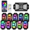 10 Pods Full Angle RGB Rock Lights Compatible with 12V-24V