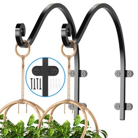 EPHECH 2Pack Heavy Duty Plant Hanger Hook for Outdoor and Indoor, 16Inch Wall Hanging Basket Bracket, Black Metal Outdoor Hanging Bracket for Hanging Flower Pot Bird Feeder Lanterns
