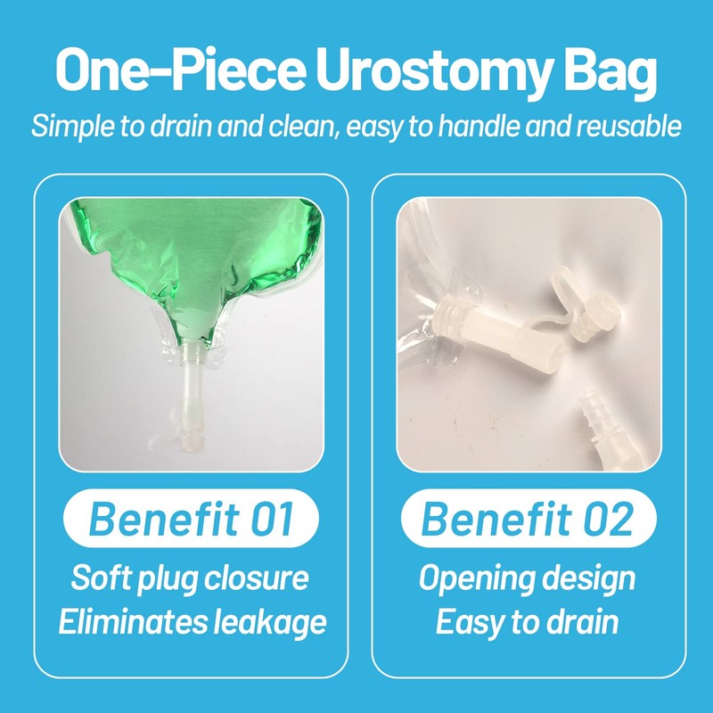 10 Stück 45 mm einteilige Urostomiebeutel, Anti-Auslauf-Abfluss-Stoma-Beutel für Kolostomie, Ileostomie,