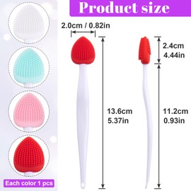 Mxxipp 4pcs Lip Scrub Brush, Silicone Lip Exfoliator Brushes Scrubber Tool, Double-Sided Lip Cleaning Exfoliating Remove Dead Skin Tool for Men Women Dark Lips- Pink & Green & Red & White