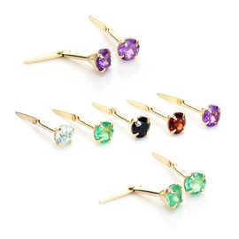 9ct Yellow Gold Andralok 3.5mm Round Amethyst Crystal Stud Earrings/Studs