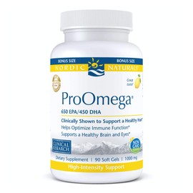 Nordic Naturals Nordic Naturals ProOmega, Lemon Flavor - 90 Soft Gels - 1280 mg Omega-3 - High-Potency Fish Oil with EPA & DHA - Promotes Brain, Eye, Heart, & Immune Health - Non-GMO - 45 Servings