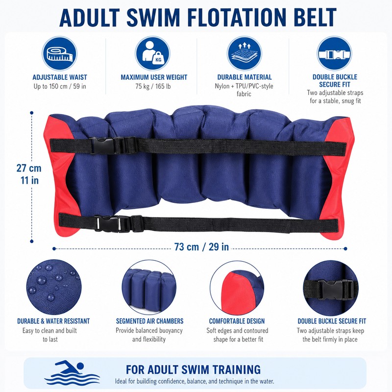 Inflatable Swim Belt for Adult Pool Training – Adjustable Waist