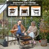 Tangkula Outdoor Fire Pit with Wheels and Firewood Log Rack,
