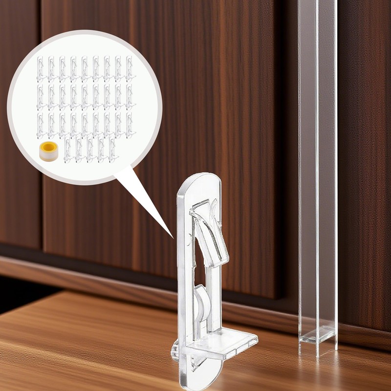 32 Pcs Clear Plastic Shelf Support Pegs 5mm Self-Locking Cabinet