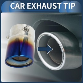 INFINAUTO Roll Edge Exhaust Tip Rear 3.1" Inlet 3.5" Outlet 5.2" Length for Car Tailpipe Stainless Steel Burnt Blue Bolt on