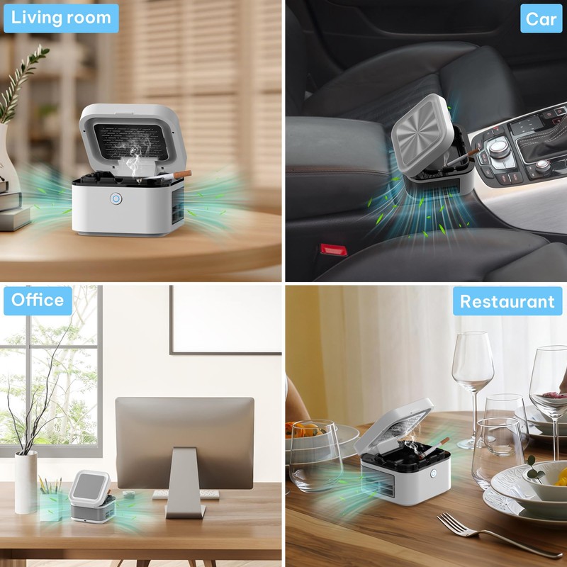 Smokeless Ashtray, Multifunctional Ashtray, Ash Purifier, HEPA Filter, USB Charging