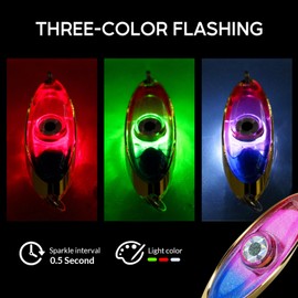 QualyQualy 6pcs LED Fishing Lures Deep Drop Fishing Lights Underwater Flasher Lights Bass Halibut Walleye Lures Attractant (Large Spoon-6packs)