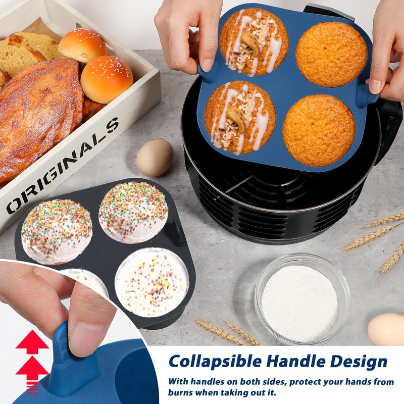 Webake 2PCS Jumbo Silicone Air Fryer Muffin Pan for Baking,
