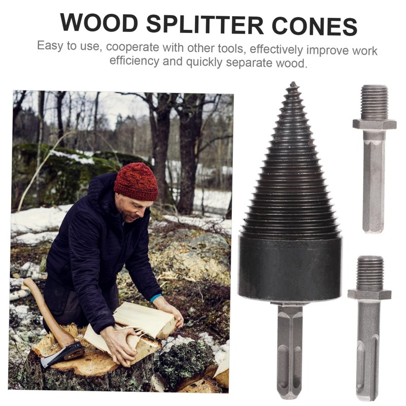 COHEALI 1Set Wood Drill Bit Firewood Splitter with Handles Heavy